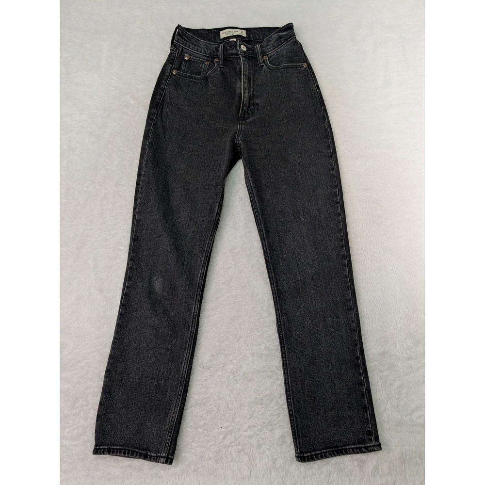 Abercrombie & Fitch The Ankle Straight Ultra High Rise Jeans 24 Curve Love Black